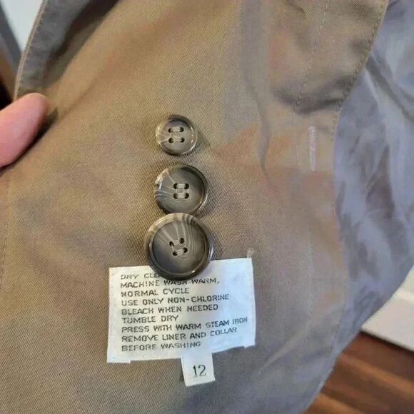 London Fog Women's Tan Light Brown British Khaki Poly Double Breasted Lined Tren - Picture 11 of 13